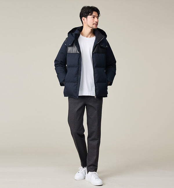 ABAHOUSE「【700FP】レザーライクコンビ ダウンジャケット」|ダウン|