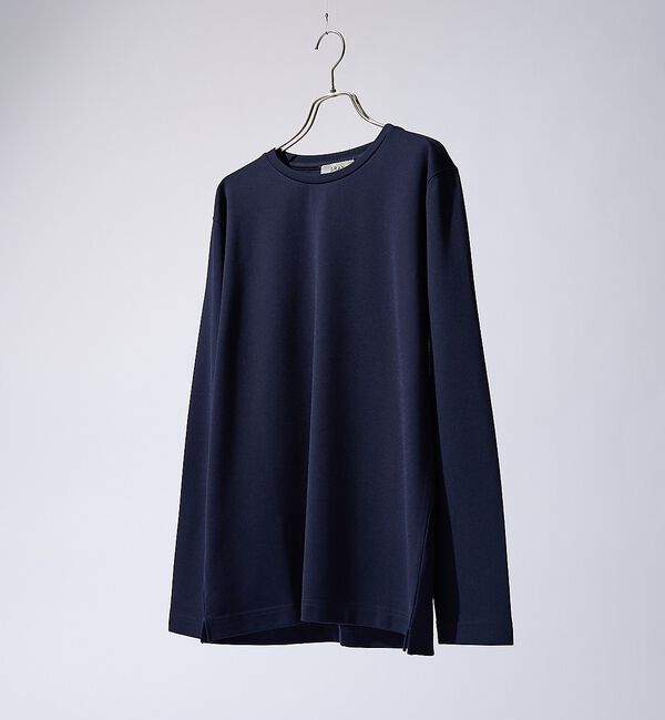 ABAHOUSE「【SMART CLOSET】抗菌防臭 ポンチクルーネック 長袖Tシャツ」|Tシャツ・カットソー|ネイビー