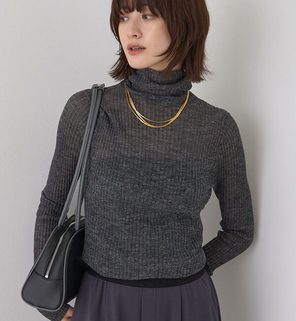 Rouge vif「シアータートルネックリブニット」|ニット・セーター|チャコールグレー