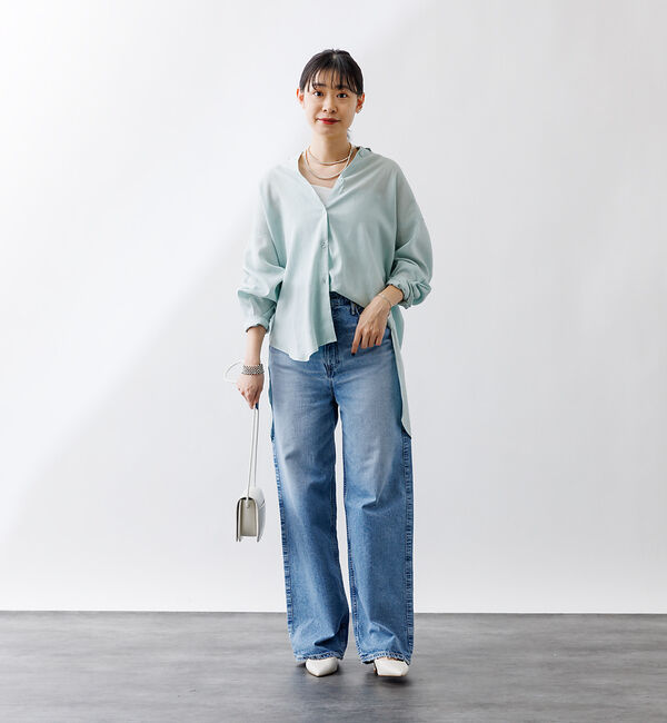 Rouge vif「【一部店舗限定】麻混バックスリットリボンシャツ」|シャツ・ブラウス|