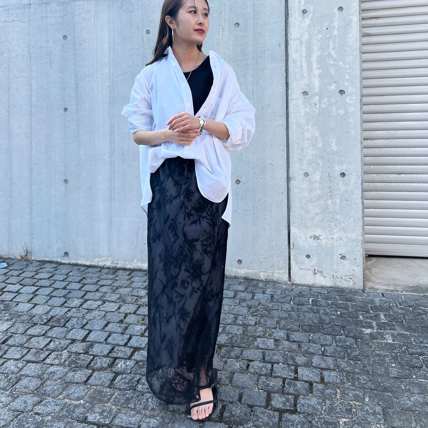 Rouge vif「【セットアップ対応】ボタニカルレースタイトスカート」|スカート|