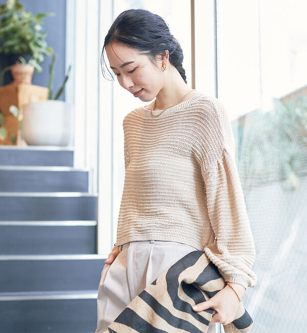 Rouge vif「麻混 変形天竺ニットプルオーバー」|ニット・セーター|