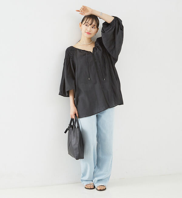 Rouge vif「コットンレーヨンボイルスモッキングブラウス」|シャツ・ブラウス|