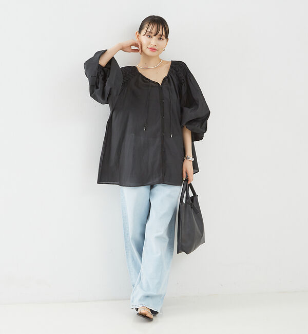 Rouge vif「コットンレーヨンボイルスモッキングブラウス」|シャツ・ブラウス|