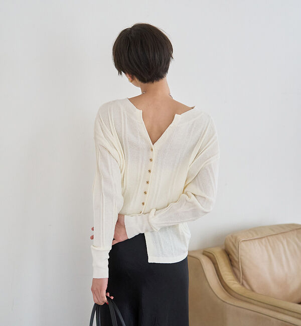 Rouge vif「変形ストライプ前後2WAYニット / カーディガン」|ニット・セーター|