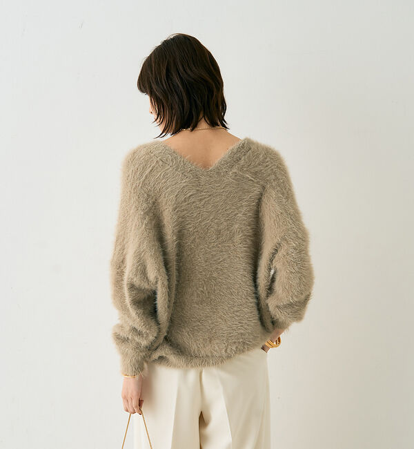 Rouge vif「【2点セット】ファーニットカーデ&times;リブニットキャミ アンサンブル」|カーディガン|