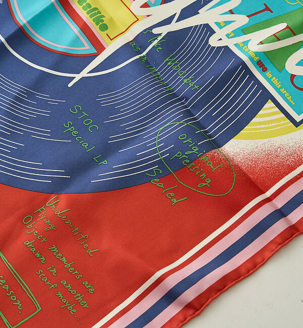 Rouge vif「【manipuri/マニプリ】レコード柄シルクスカーフ 65&times;65」|バンダナ・スカーフ|