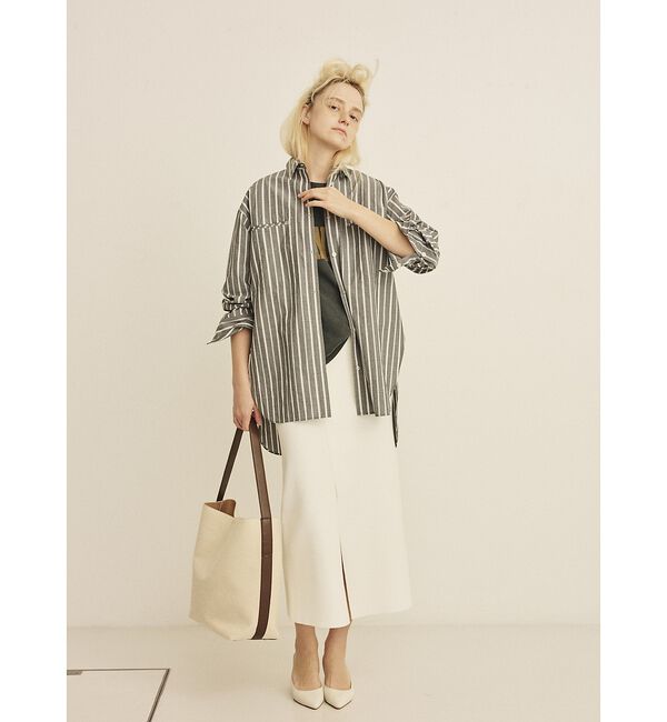 Rouge vif「胸ポケットコットン ルーズフィットストライプシャツ」|シャツ・ブラウス|