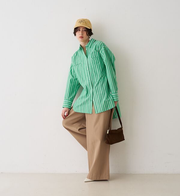 Rouge vif「胸ポケットコットン ルーズフィットストライプシャツ」|シャツ・ブラウス|
