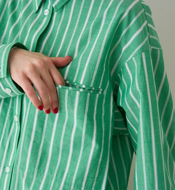 Rouge vif「胸ポケットコットン ルーズフィットストライプシャツ」|シャツ・ブラウス|