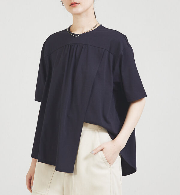 qualite「アシメフロントカットソー」|Tシャツ・カットソー|チャコールグレー