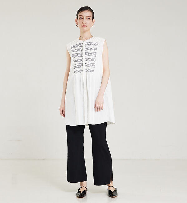 qualite「スモッキングチュニックシャツ」|シャツ・ブラウス|