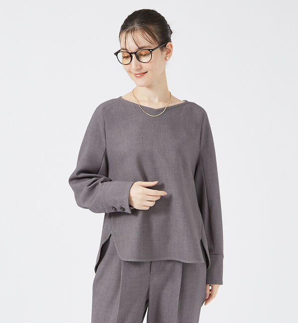 qualite「【セットアップ対応】ダブルクロスブラウス」|シャツ・ブラウス|グレー