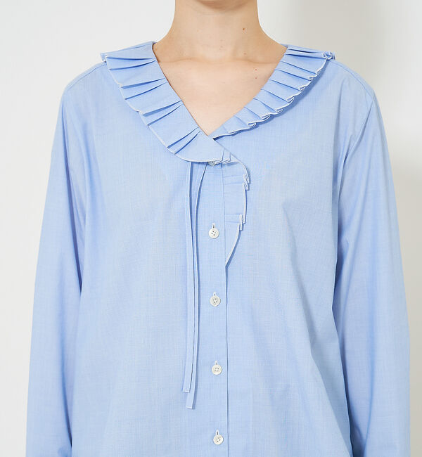 qualite「Vネックプリーツカラーブラウス」|シャツ・ブラウス|