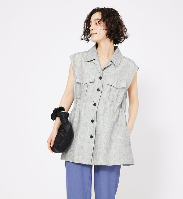 qualite「ラメスラブリネンサファリジレ」|ベスト・ジレ|