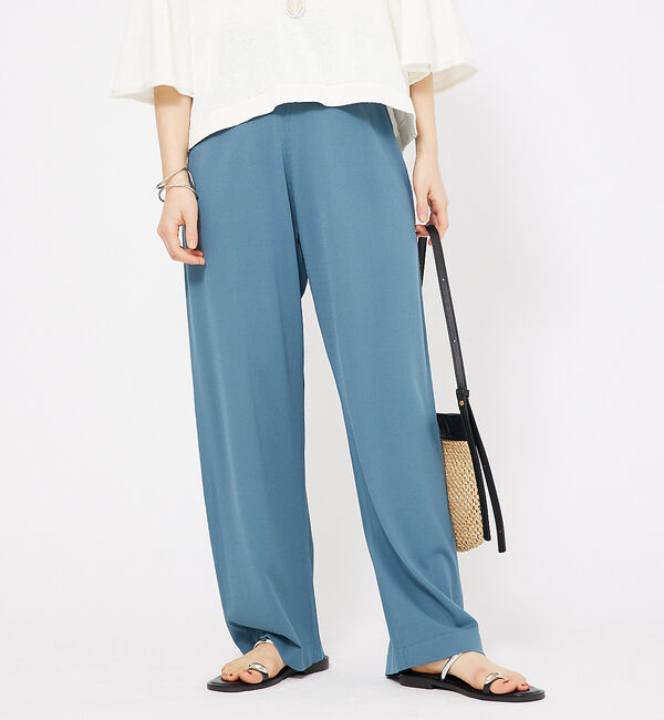 qualite「レーヨンストレッチストレートパンツ」|その他|グリーン