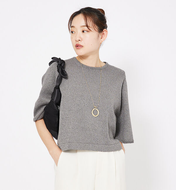qualite「フレアスリーブギマコットンニット」|ニット・セーター|チャコールグレー