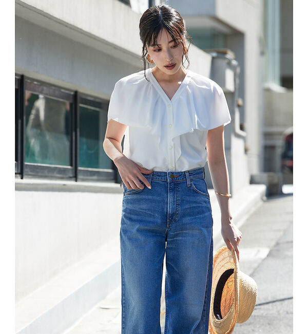 qualite「ラッフルカラーVネックブラウス」|シャツ・ブラウス|