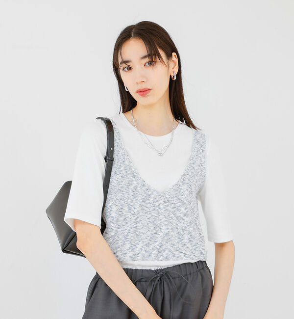 qualite「カスリヤーン畦ニットキャミソール」|キャミソール|