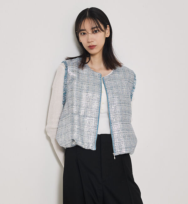 qualite「ハクツイードジップアップジレ」|ベスト・ジレ|