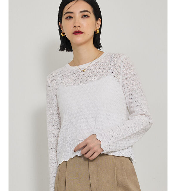 qualite「スカラップレースニット」|Tシャツ・カットソー|オフホワイト