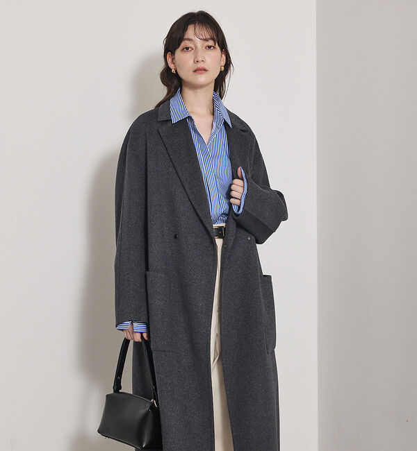 qualite「【毛玉になりにくい】ダブルフェイスチェスターコート」|その他|チャコールグレー