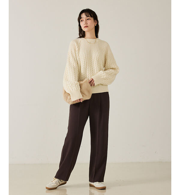 qualite「ケーブルボトルネックニット」|ニット・セーター|