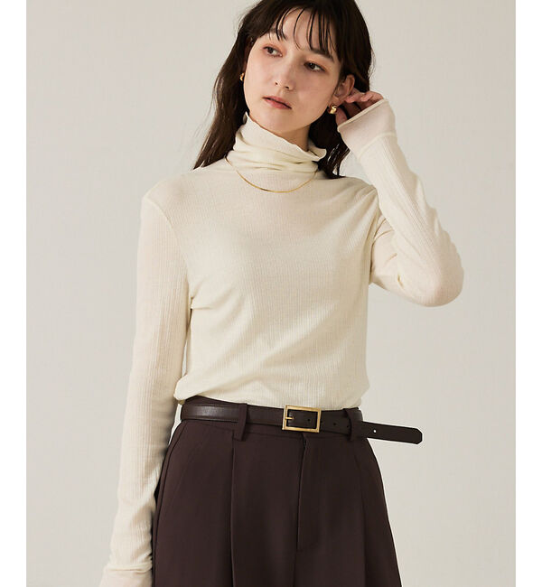 qualite「シルクMIXテレコプルオーバー」|ニット・セーター|オフホワイト