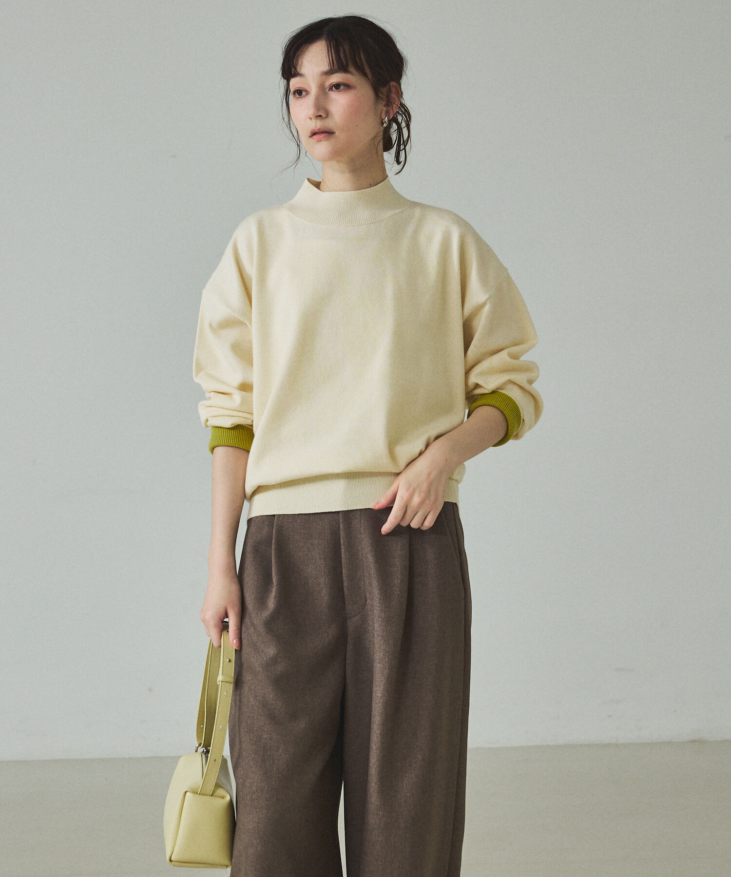 qualite「バイカラーハイネックプルオーバー」|ニット・セーター|