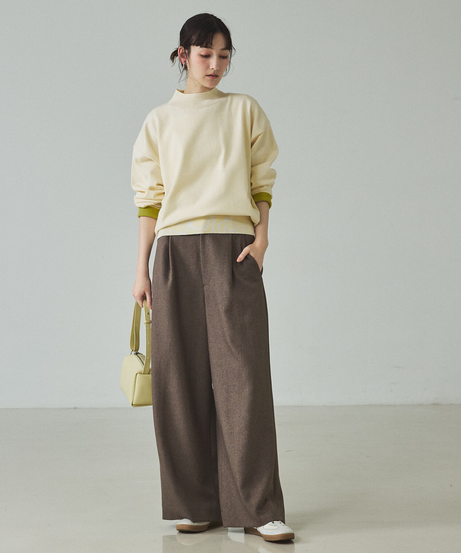 qualite「バイカラーハイネックプルオーバー」|ニット・セーター|