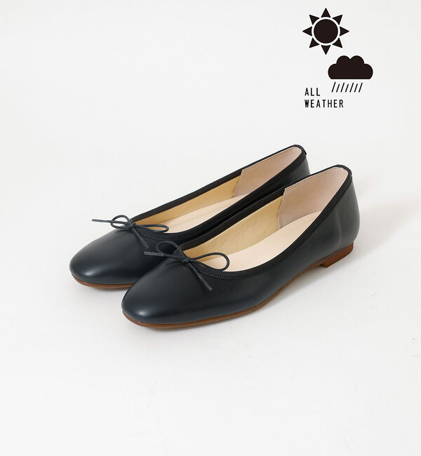 AU BANNISTER「【晴雨兼用】ソフトスクエアトゥバレエシューズ」|レインシューズ|ブラック