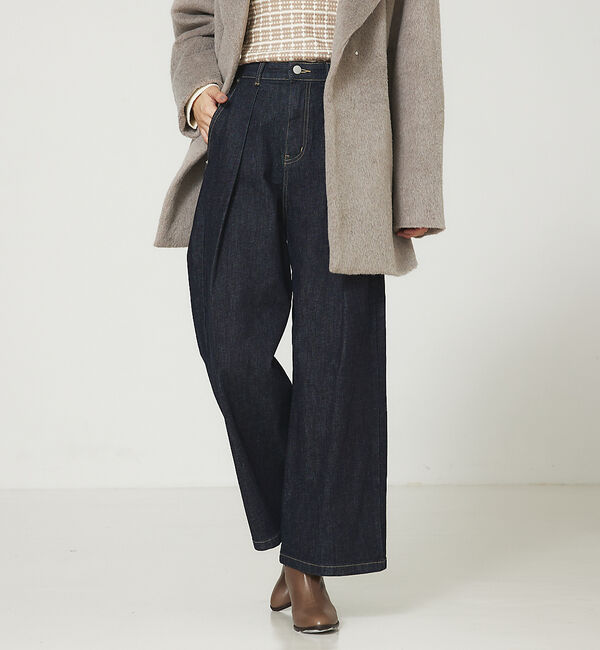 abahouse mavie「タックワイドデニム」|デニム|