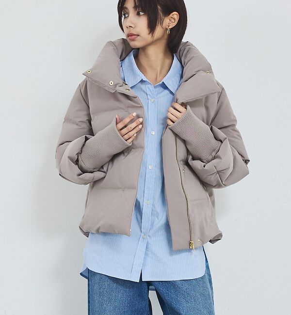 abahouse mavie「【WEB Domani掲載】袖リブシームレススタンドダウン/ロングセラー/定番/」|ダウン|グレージュ