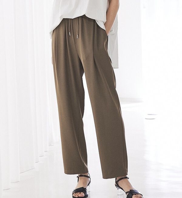 abahouse mavie「【セットアップ対応】クールタッチサテンゆるテーパードパンツ」|その他|カーキ