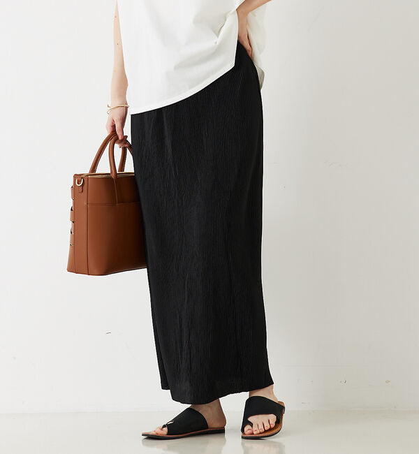 abahouse mavie「クリスタルプリーツナロースカート」|スカート|ブラック