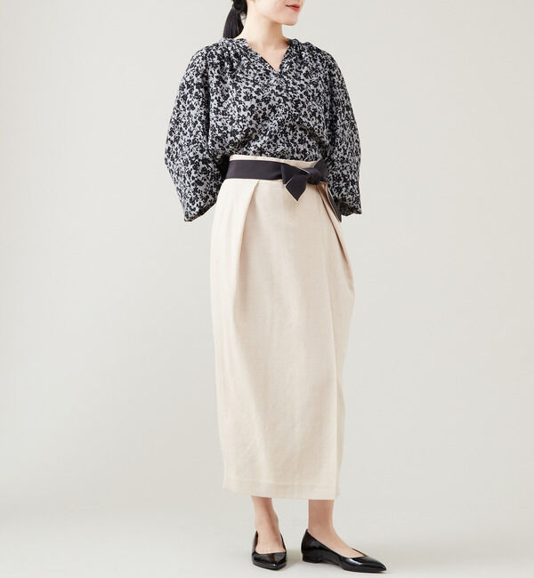 TIARA「ストライプフラワープリント2WAYスキッパーブラウス」|シャツ・ブラウス|