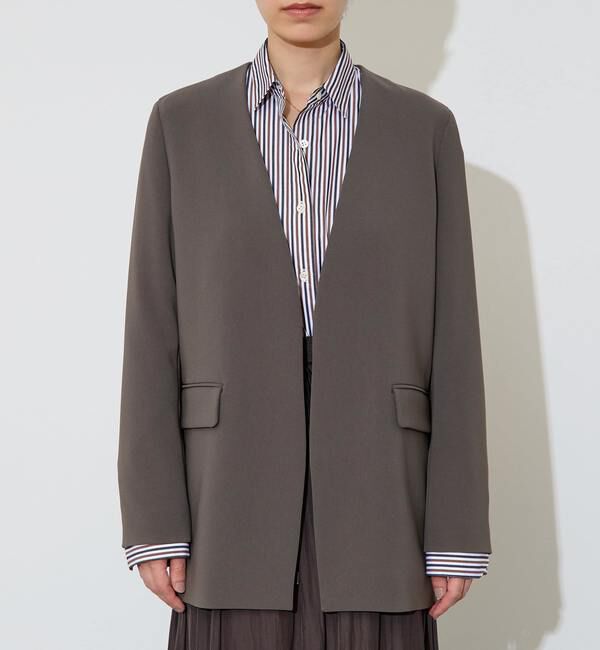 Liesse「【定番】ダブルクロスノーカラージャケット」|ノーカラージャケット|