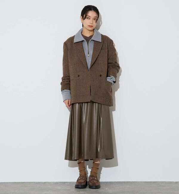 Liesse「レザー調タックフレアスカート」|スカート|