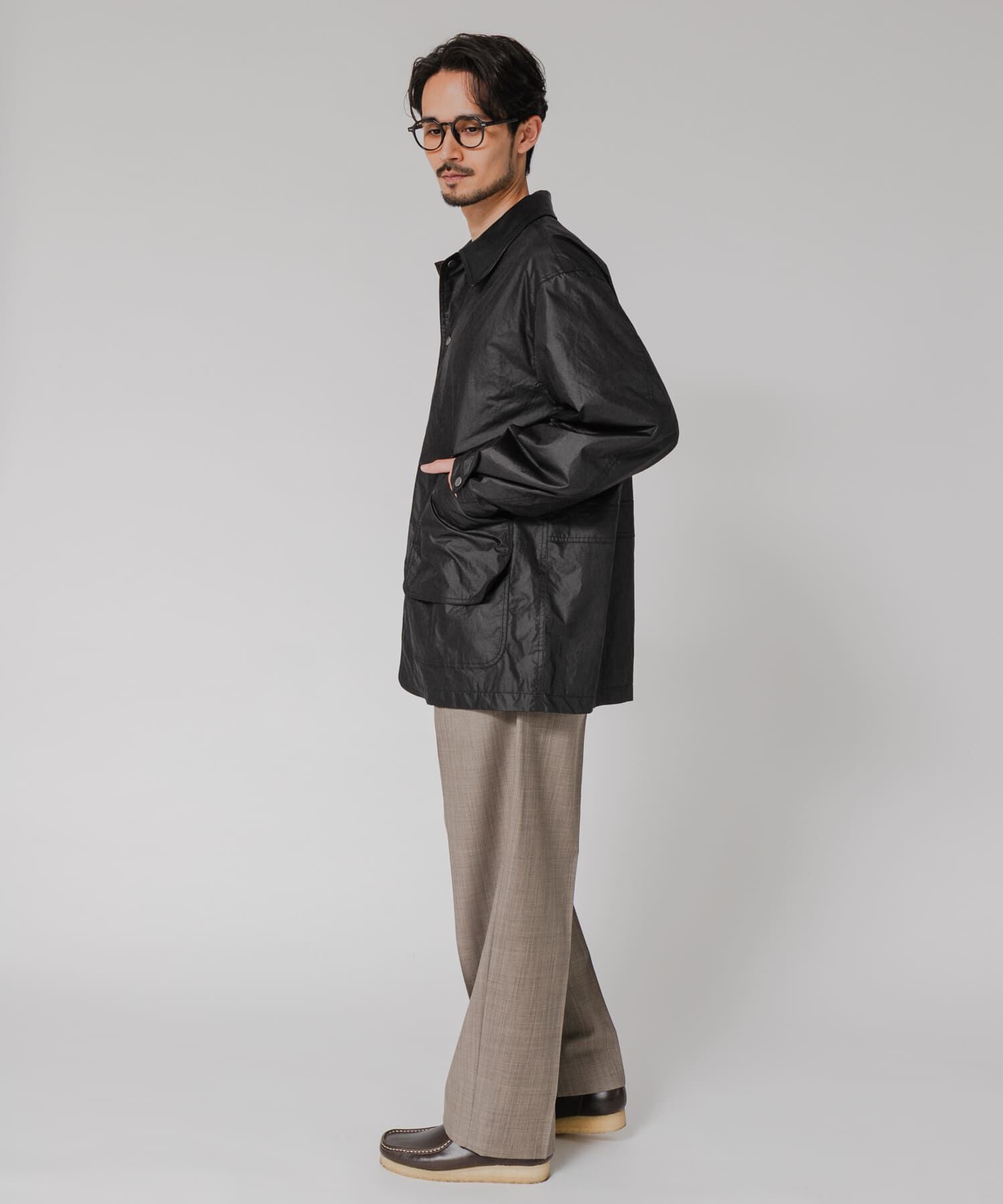 URBAN RESEARCH「NYLON HUNTING JACKET」|ノーカラーコート|