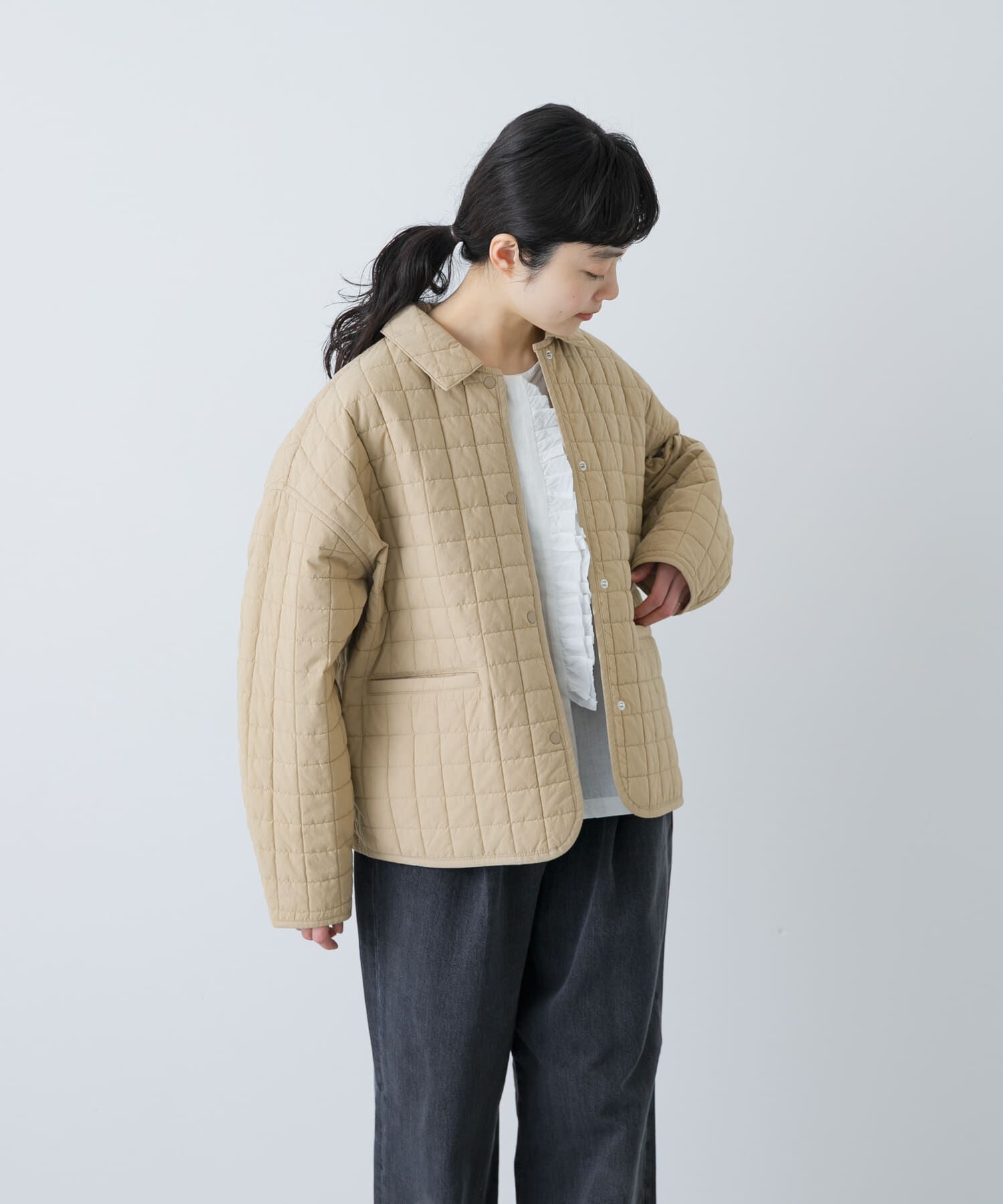 かぐれ「コットンキルトジャケット」|ダウン|