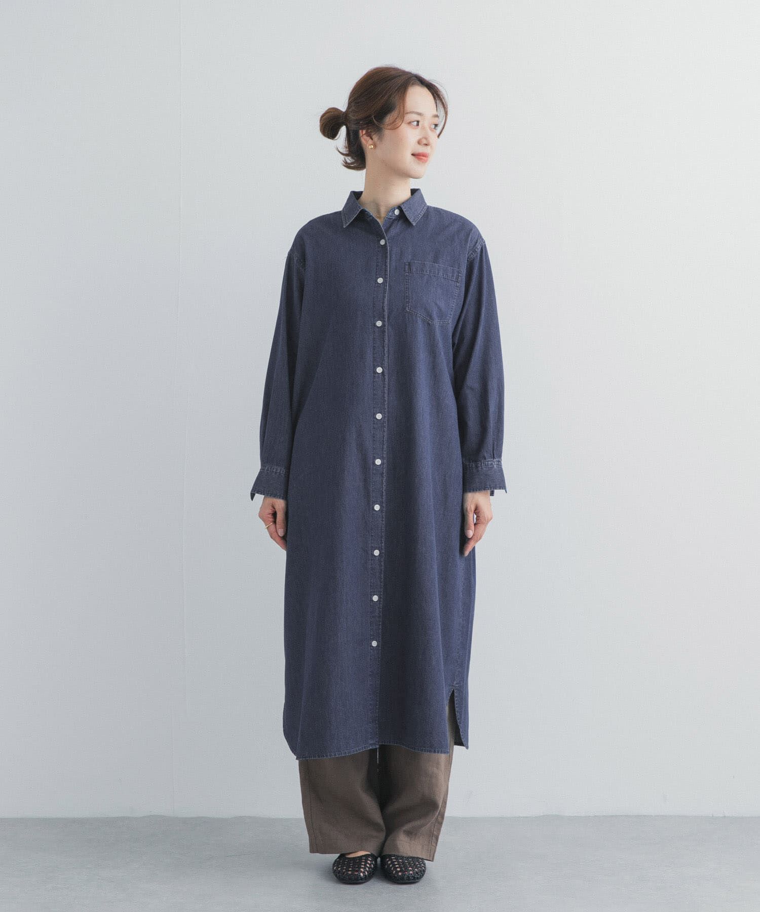 URBAN RESEARCH DOORS「ライトコットンデニムシャツワンピース」|ワンピース|