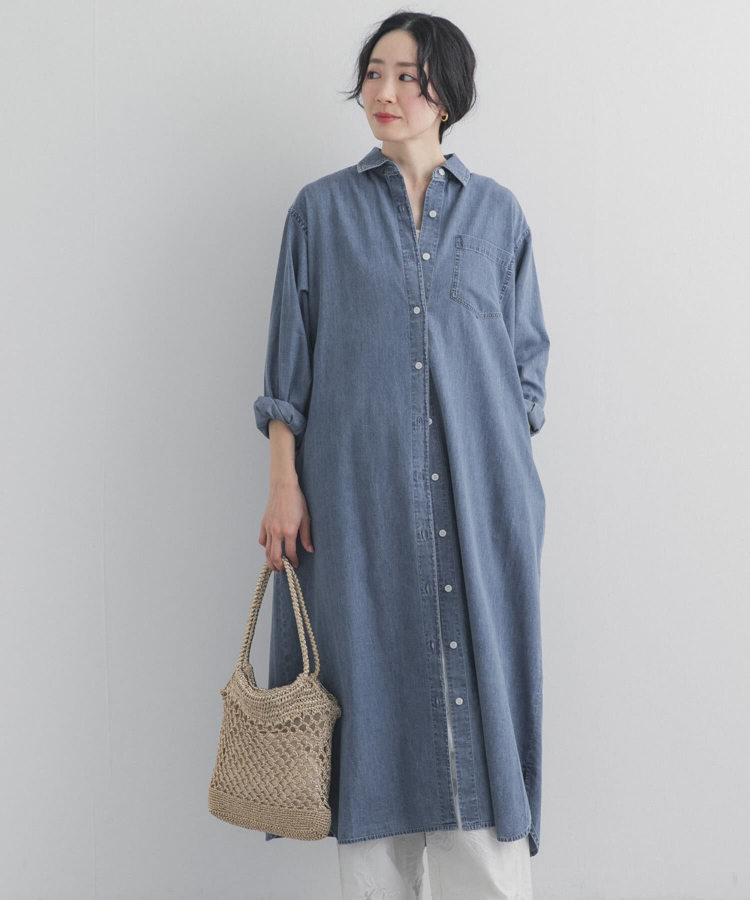 URBAN RESEARCH DOORS「ライトコットンデニムシャツワンピース」|ワンピース|