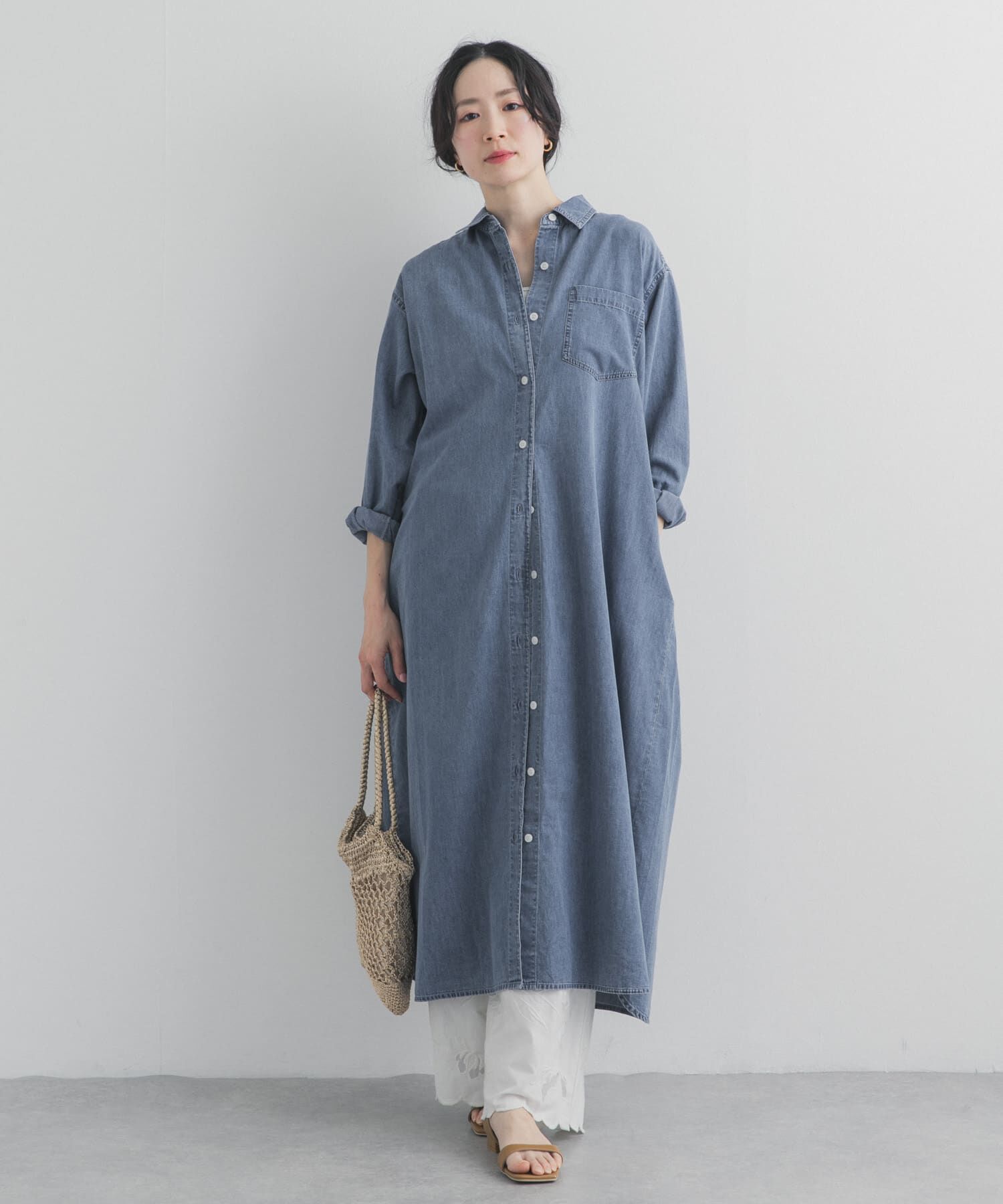 URBAN RESEARCH DOORS「ライトコットンデニムシャツワンピース」|ワンピース|
