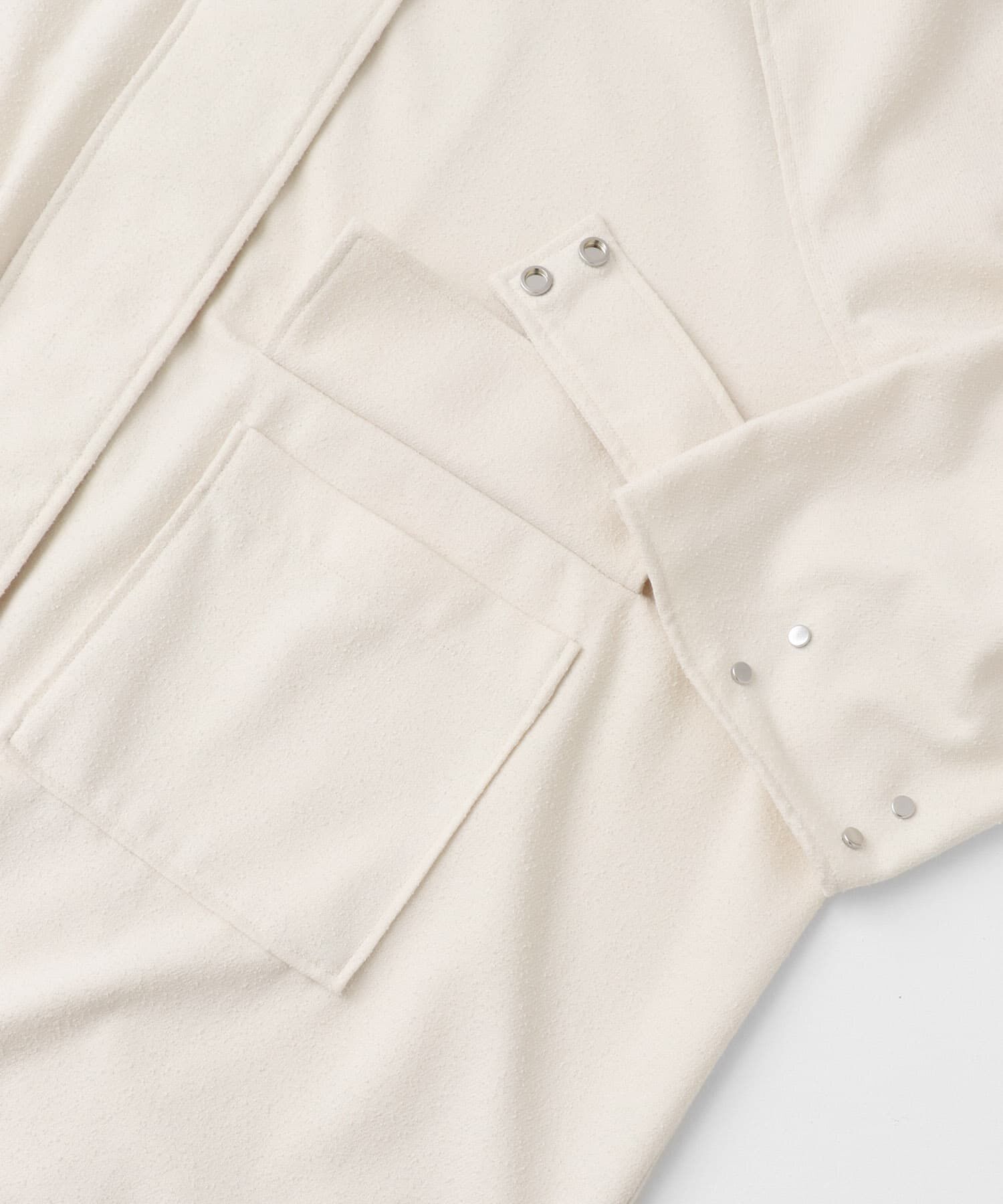  「スタンドカラーブークレコート」|ノーカラーコート|