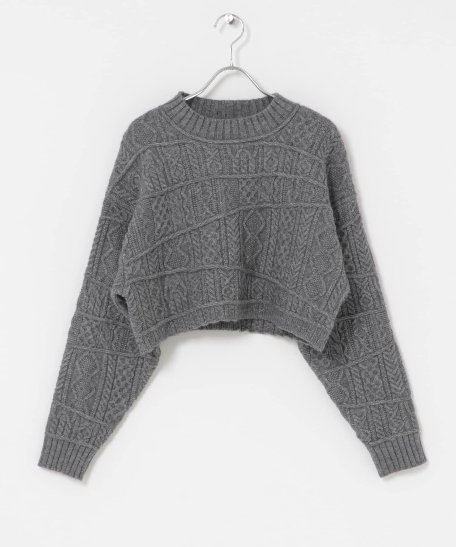  「MIXケーブルショートニット」|ニット・セーター|