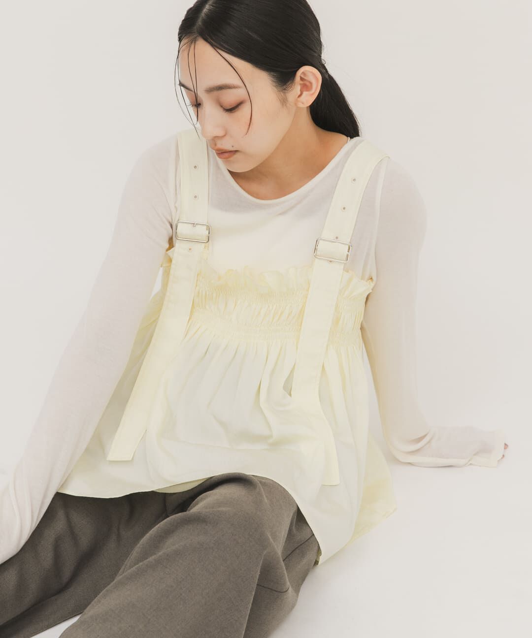  「フリルギャザービスチェ」|その他|アイボリー