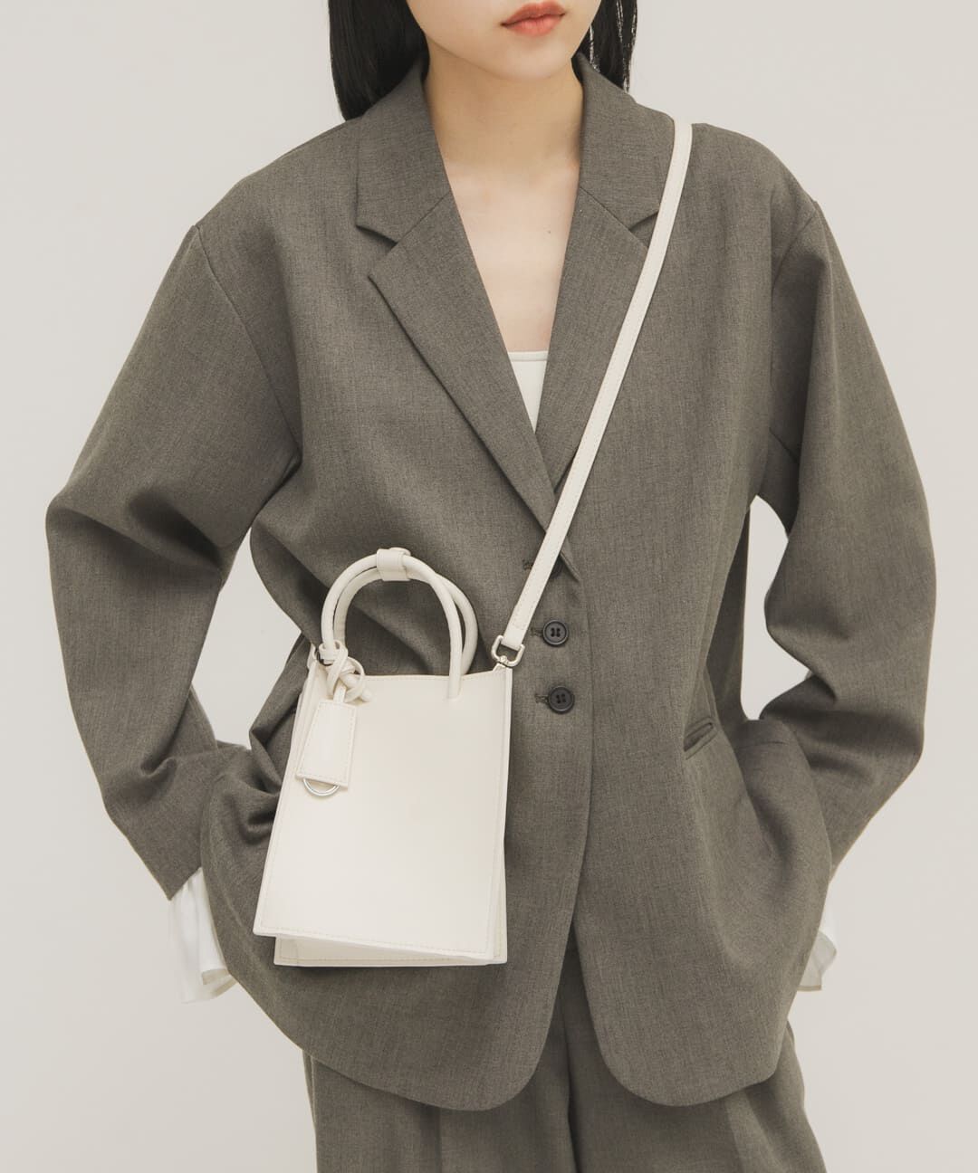  「チャーム付きスクエアミニBAG」|ハンドバッグ|