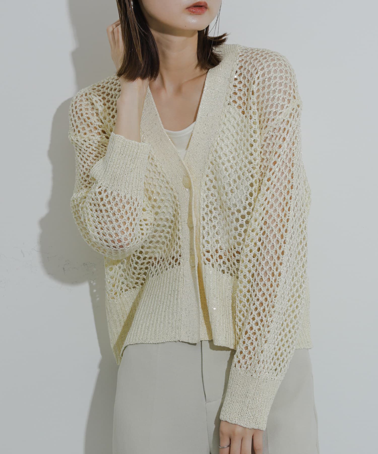 SENSE OF PLACE by URBAN RESEARCH「スパンコールメッシュカーディガン」|カーディガン|