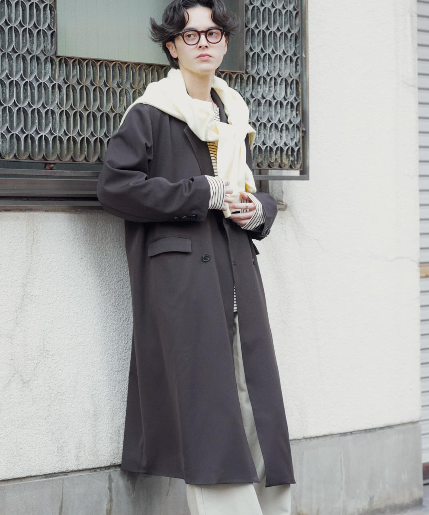 SENSE OF PLACE by URBAN RESEARCH「ダブルブレストロングコート」|ノーカラーコート|