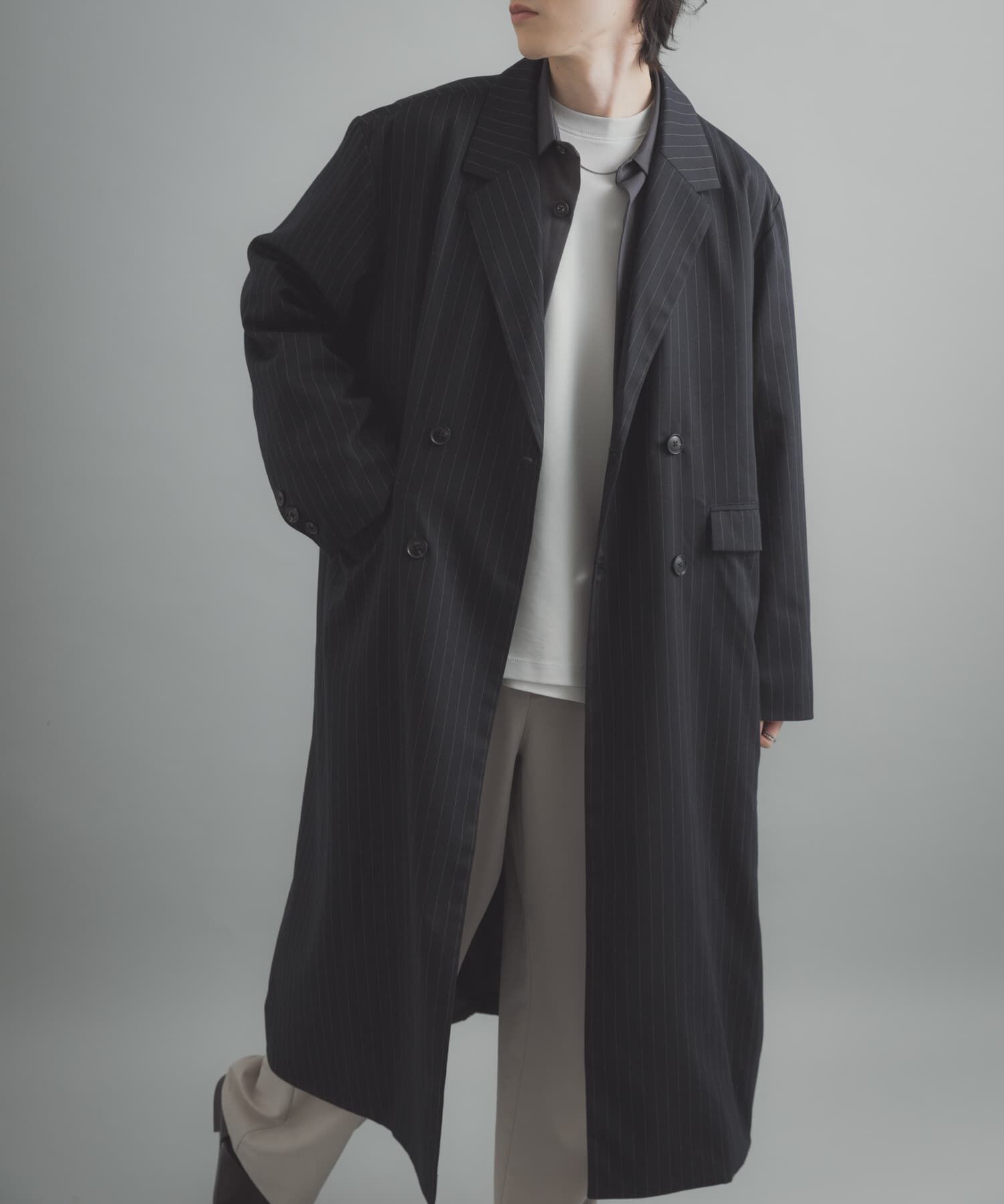 SENSE OF PLACE by URBAN RESEARCH「ダブルブレストロングコート」|ノーカラーコート|